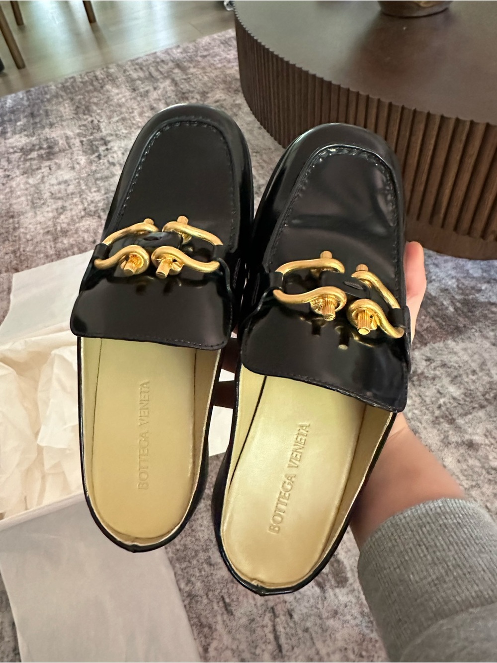 Bottega Veneta Monsieur Mocassin Glossed-Leather Loafers (Size 36.5)